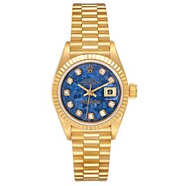 Rolex President Datejust Yellow Gold Sodolite Stone Diamond Dial Watch