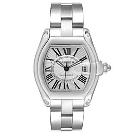Cartier Roadster Large Silver Dial Steel Mens Watch