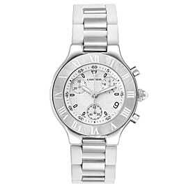 Cartier Must Chronoscaph White Rubber Steel Ladies Watch