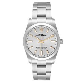 Rolex Oyster Perpetual 34mm Silver Dial Steel Mens Watch