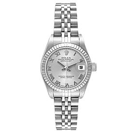 Rolex Datejust Steel White Gold Silver Roman Dial Ladies Watch