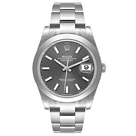 Rolex Datejust 41 Grey Dial Domed Bezel Steel Mens Watch