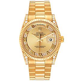 Rolex President Day Date Yellow Gold Myriad Dial Diamond Lugs Watch