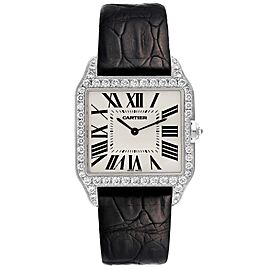 Cartier Santos Dumont 18k White Gold Silver Dial Mens Watch