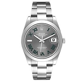 Rolex Datejust 41 Grey Green Wimbledon Dial Steel Mens Watch