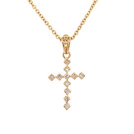 Yellow Gold Princess Cut Diamond Cross Pendant