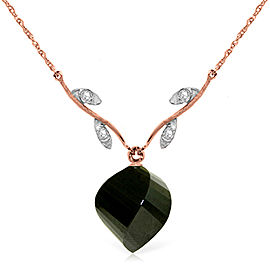 15.52 CTW 14K Solid Rose Gold Necklace Diamond Twisted Briolette Black Spinel