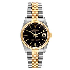 Rolex Datejust Midsize 31mm Steel Yellow Gold Black Dial Watch