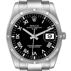 Rolex Date Steel Black Dial Oyster Bracelet Automatic Mens Watch