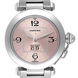 Cartier Pasha Big Date 35mm Pink Dial Steel Ladies Watch