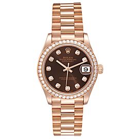 Rolex President Datejust Midsize 31 Rose Gold Diamond Ladies Watch