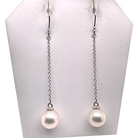 Akoya Pearl Earrings 14 KT White Gold 9.15 mm Certified $1,390