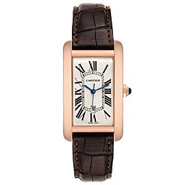 Cartier Tank Americaine Large 18K Rose Gold Brown Strap Watch