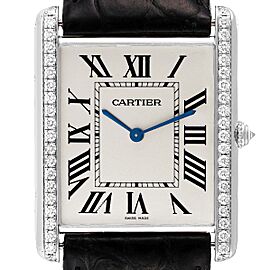 Cartier Tank Louis XL 18k White Gold Diamond Mens Watch