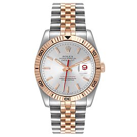 Rolex Turnograph Datejust Steel Rose Gold Silver Dial Mens Watch