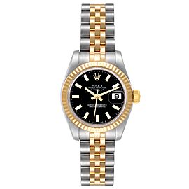 Rolex Datejust Steel Yellow Gold Black Dial Ladies Watch