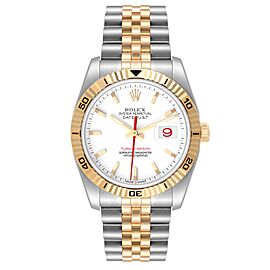 Rolex Datejust Turnograph Steel Yellow Gold White Dial Mens Watch