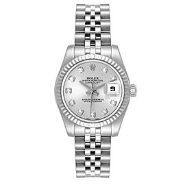 Rolex Datejust Steel White Gold Silver Diamond Dial Ladies Watch