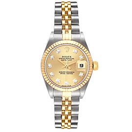 Rolex Datejust Steel Yellow Gold Diamond Dial Ladies Watch