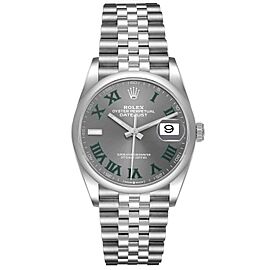 Rolex Datejust Grey Green Wimbledon Dial Steel Mens Watch