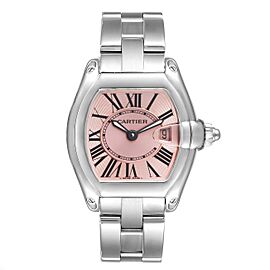 Cartier Roadster Pink Dial Steel Ladies Watch