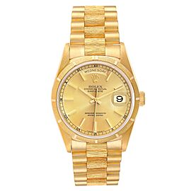 Rolex Day-Date President Yellow Gold Bark Finish Mens Watch
