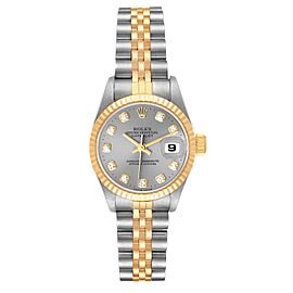 Rolex Datejust Steel Yellow Gold Slate Diamond Dial Ladies Watch