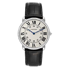 Cartier Ronde Louis White Gold Diamond Mens Watch