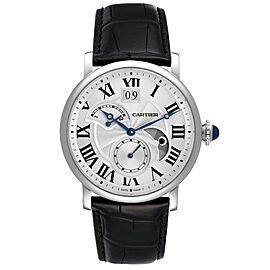 Cartier Rotonde Retrograde GMT Steel Silver Dial Mens Watch