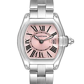Cartier Roadster Pink Dial Steel Ladies Watch