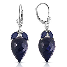 26.8 CTW 14K Solid White Gold Earrings Pointy Briolette Sapphire