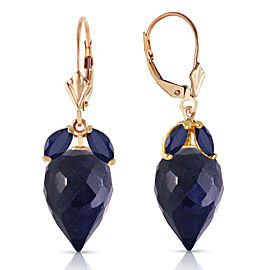 26.8 CTW 14K Solid Gold Earrings Pointy Briolette Sapphire