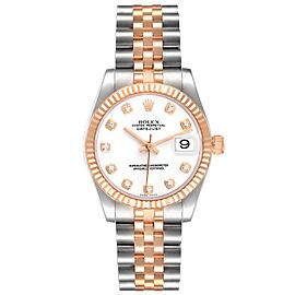 Rolex Datejust Midsize Steel Rose Gold White Diamond Dial Ladies Watch