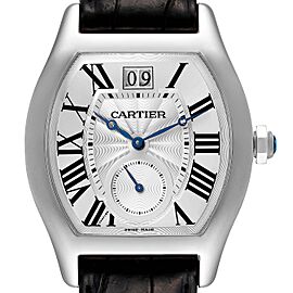 Cartier Tortue XL White Gold Flinque Dial Mens Watch
