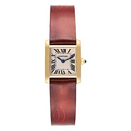 Cartier Tank Francaise Yellow Gold Burgundy Strap Ladies Watch