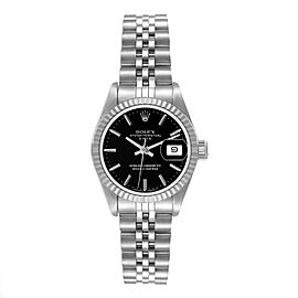 Rolex Datejust Steel White Gold Black Dial Ladies Watch