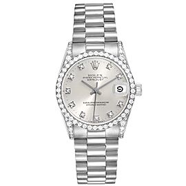 Rolex President Datejust Midsize White Gold Diamond Lugs Watch