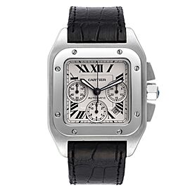 Cartier Santos Silver Dial Chronograph Mens Watch