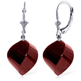 30.5 CTW 14K Solid White Gold Leverback Earrings Twisted Briolette Ruby