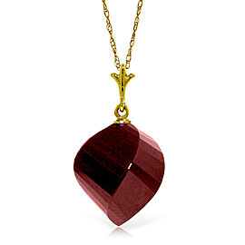 15.25 CTW 14K Solid Gold Necklace Twisted Briolette Ruby