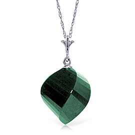 15.25 CTW 14K Solid White Gold Necklace Twisted Briolette Emerald