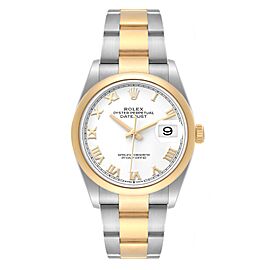 Rolex Datejust Steel Yellow Gold White Dial Mens Watch