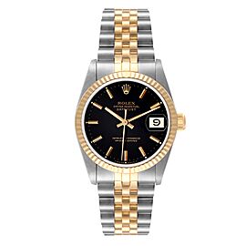 Rolex Datejust Midsize Steel Yellow Gold Black Dial Ladies Watch