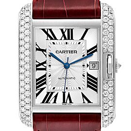 Cartier Tank Anglaise XL White Gold Diamond Mens Watch