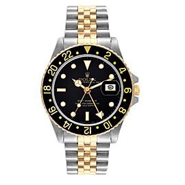 Rolex GMT Master Steel Yellow Gold Black Dial Vintage Mens Watch