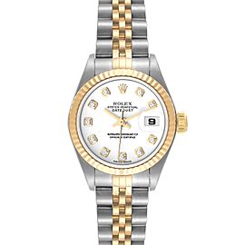 Rolex Datejust Steel Yellow Gold White Diamond Dial Ladies Watch