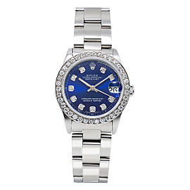 Rolex DateJust 68240 31mm Blue Dial With 1.05CT Diamond Bezel