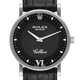 Rolex Cellini Classic 32mm White Gold Black Dial Mens Watch