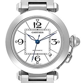 Cartier Pasha C White Dial Automatic Steel Mens Watch