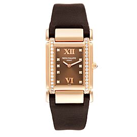 Patek Philippe Twenty-4 Rose Gold Brown Diamond Dial Ladies Watch